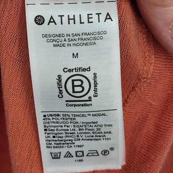 Athleta Rust Orange Ruched Back Split Tank Top M Tencel/Modal Blend Activewear - Picture 3 of 4